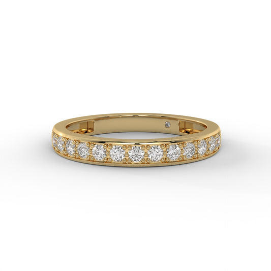 3MM Mill Grain Round Lab Diamond Wedding Band – 14K Gold