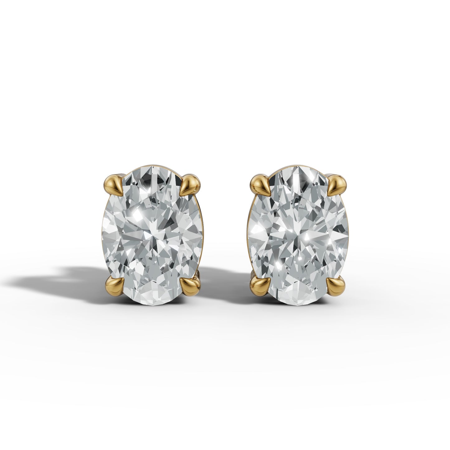 1.00 CTW Oval Lab-Grown Diamond Basket-Set Stud Earrings W/ Claw Prongs– E–F VS1/VS2, 14K / 18K Gold Options