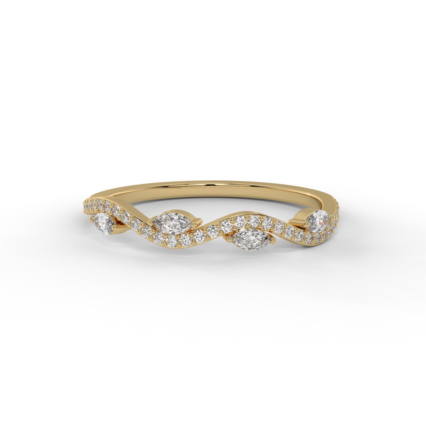 Marquise Wave Lab Diamond Wedding Band – 14K Gold (.26CTW)