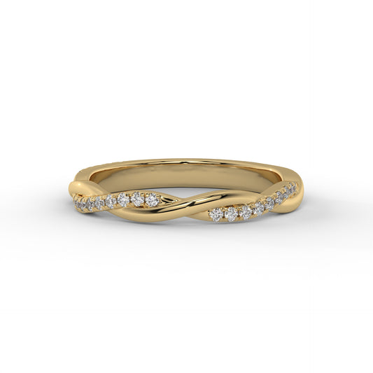 Twist Pave Lab Diamond Wedding Band – 14K Gold (.15CTW)