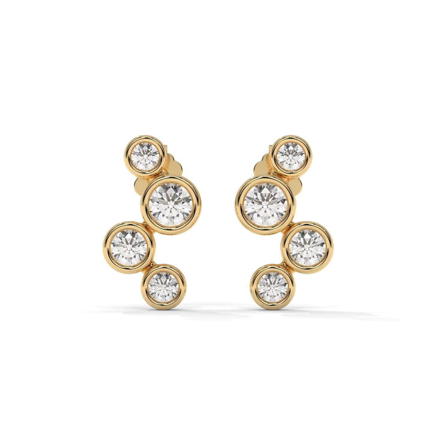0.45 CTW Round Lab-Grown Diamond Bezel-Set Stud Earrings – E–F VS1/VS2, 14K / 18K Gold Options