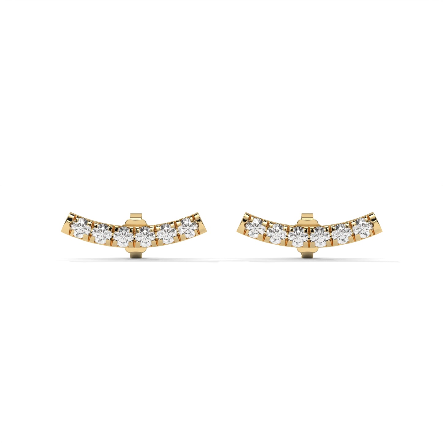 Curved Bar Lab-Grown Diamond Pave-Set Stud Earrings – E–F VS1/VS2, 14K / 18K Gold Options