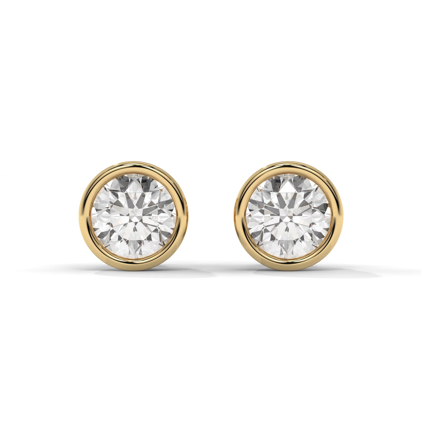 1.00 CTW Round Lab-Grown Diamond Bezel-Set Stud Earrings – E–F VS1/VS2, 14K / 18K Gold Options
