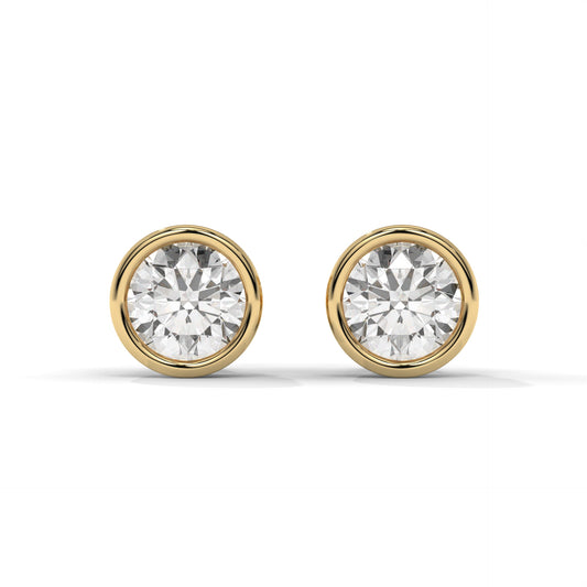 1.00 CTW Round Lab-Grown Diamond Bezel-Set Stud Earrings – E–F VS1/VS2, 14K / 18K Gold Options
