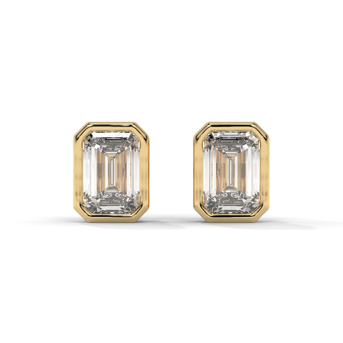 1.00 CTW Emerald Lab-Grown Diamond Bezel-Set Stud Earrings – E–F VS1/VS2, 14K / 18K Gold Options