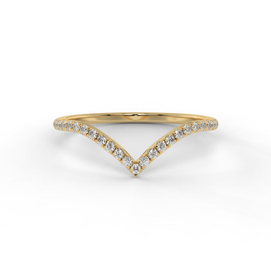 1.3MM V Shape Contour Lab Diamond Wedding Band – 14K Gold (.15CTW)