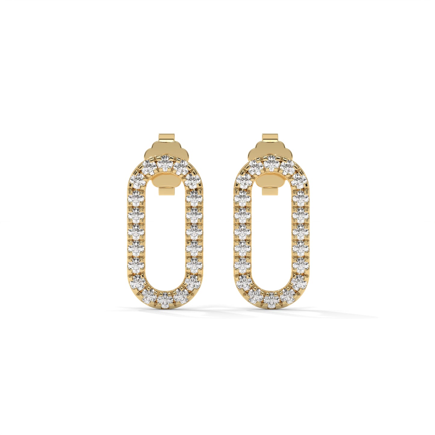 Paper Clip Lab-Grown Diamond Pave-Set Earrings – E–F VS1/VS2, 14K / 18K Gold Options