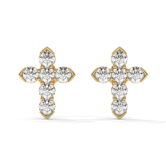 Cross Lab-Grown Diamond Pave Stud Earrings – E–F VS1/VS2, 14K / 18K Gold Options