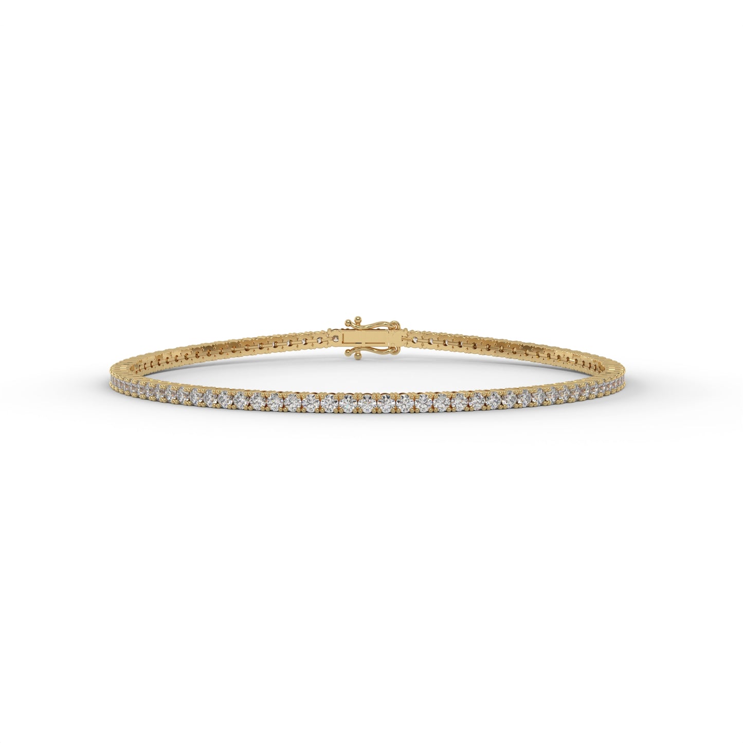2.5CTW Lab-Grown Diamond Tennis Bracelet – 2mm DE VS+ Rounds, 14K Gold, Multiple Lengths