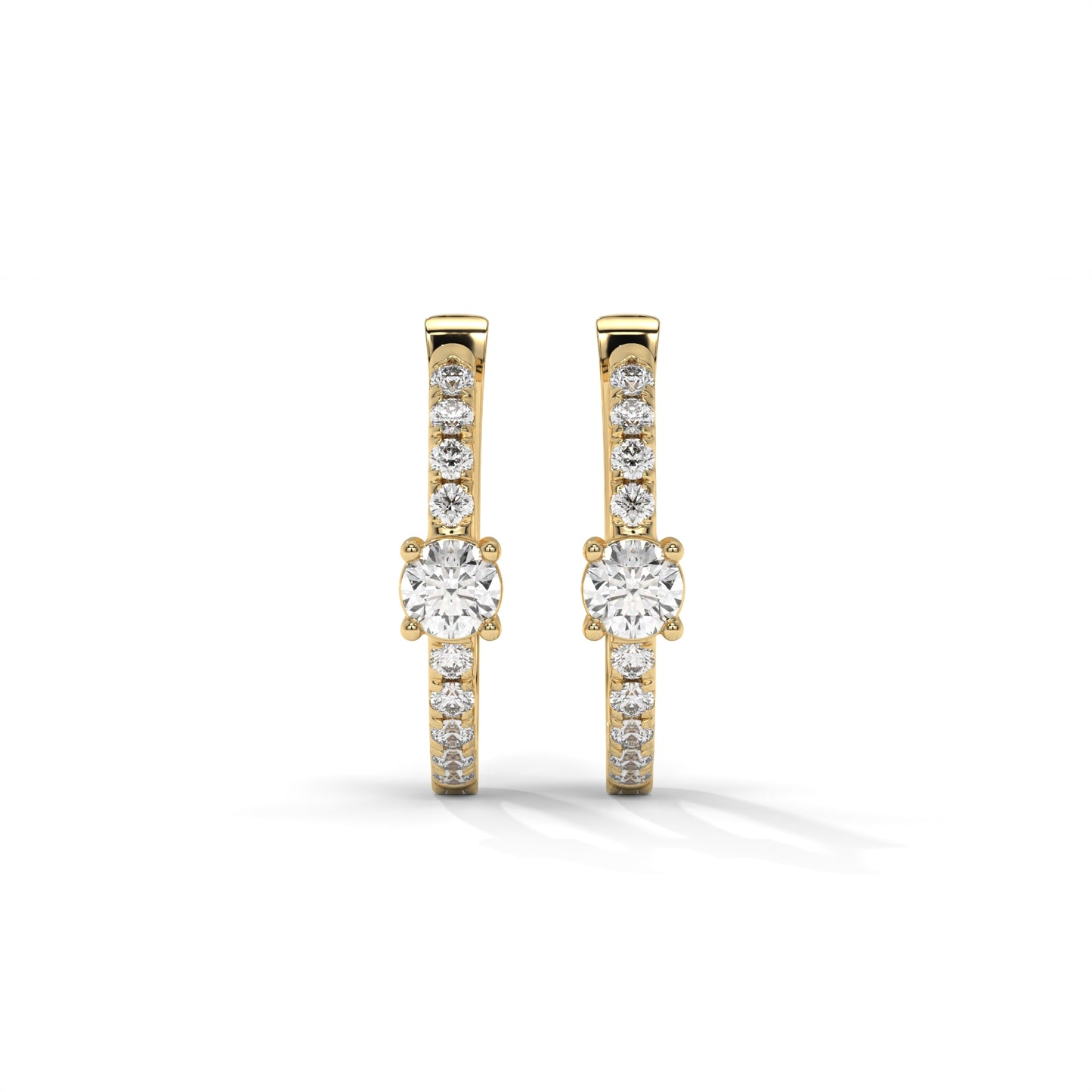 Hoop Lab-Grown Diamond Pave Stud Earrings – E–F VS1/VS2, 14K / 18K Gold Options