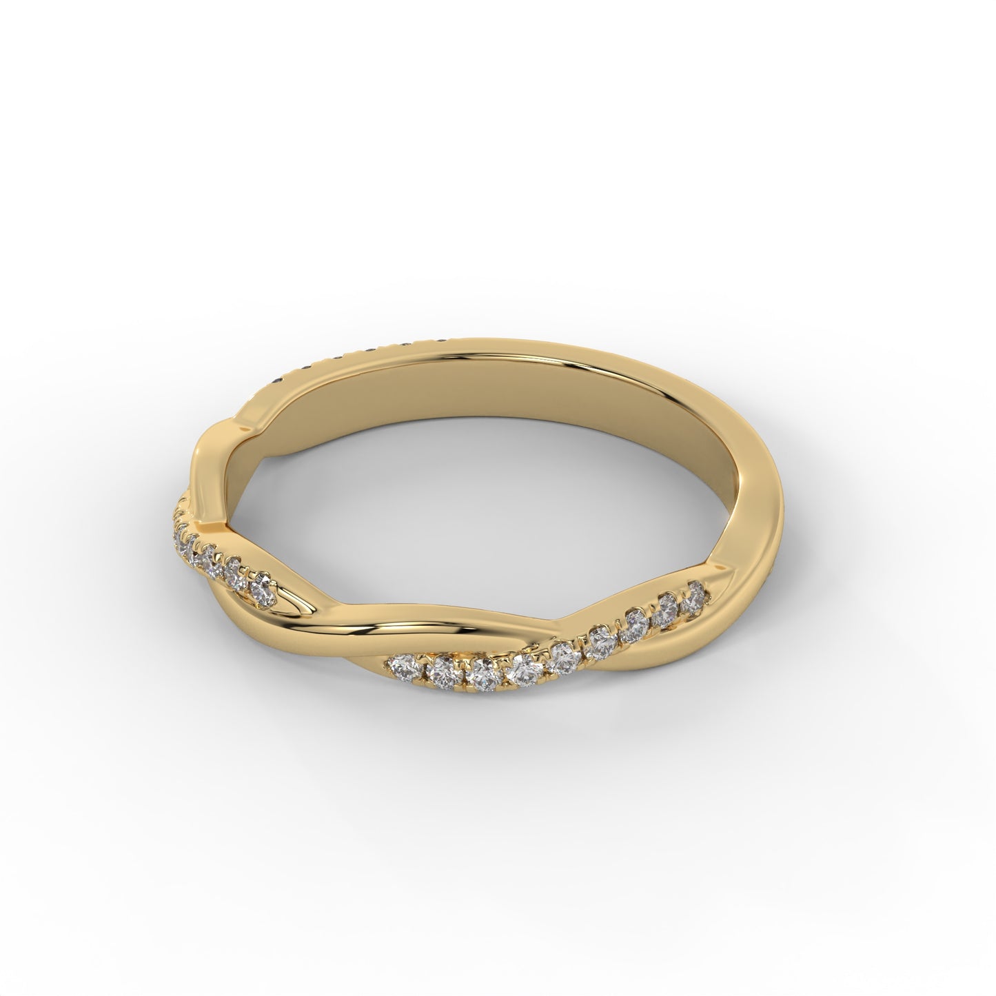 Twist Pave Lab Diamond Wedding Band – 14K Gold (.15CTW)