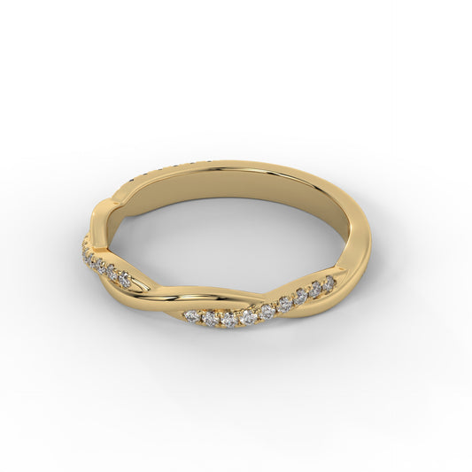 Twist Pave Lab Diamond Wedding Band – 14K Gold (.15CTW)