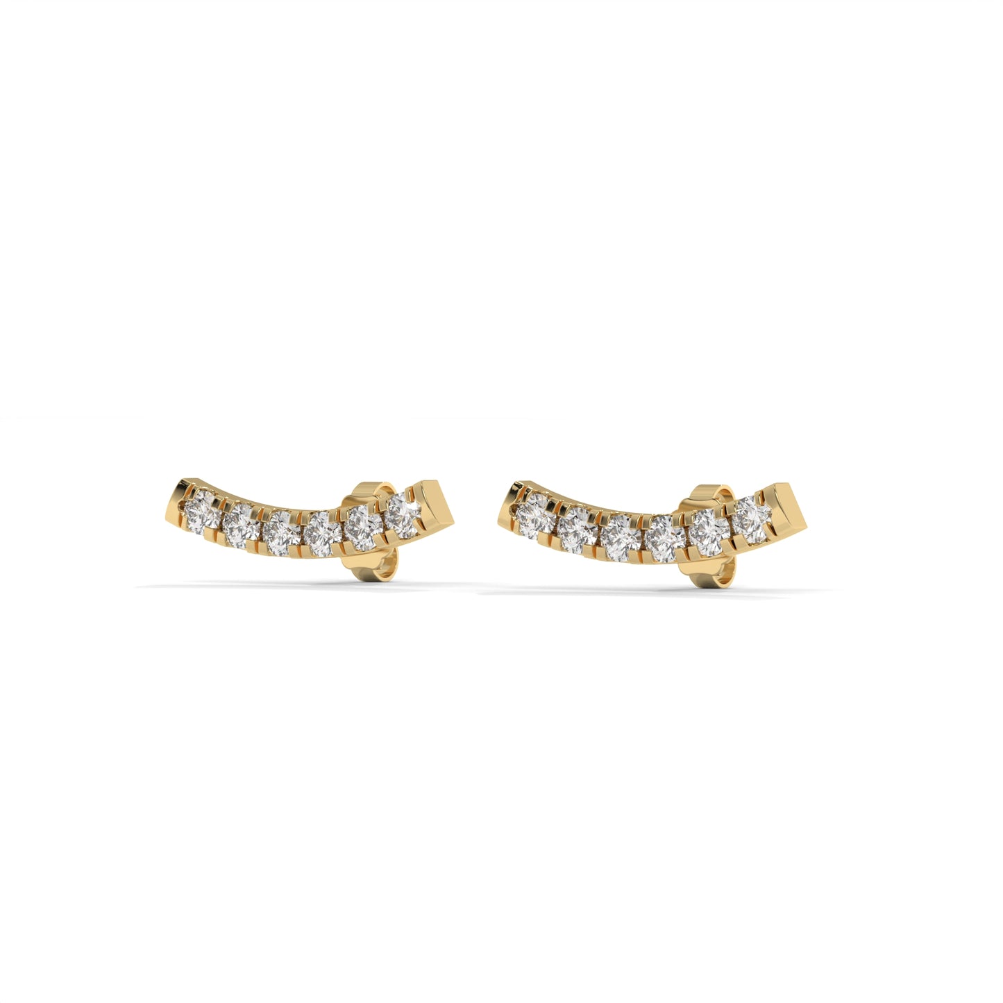 Curved Bar Lab-Grown Diamond Pave-Set Stud Earrings – E–F VS1/VS2, 14K / 18K Gold Options