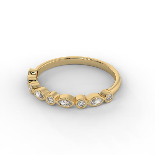 2MM Marquise & Round Bezel Lab Diamond Wedding Band – 14K Gold (.25CTW)