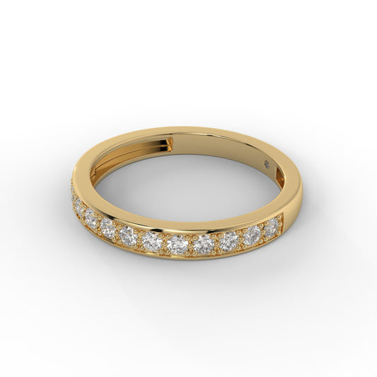 3MM Mill Grain Round Lab Diamond Wedding Band – 14K Gold