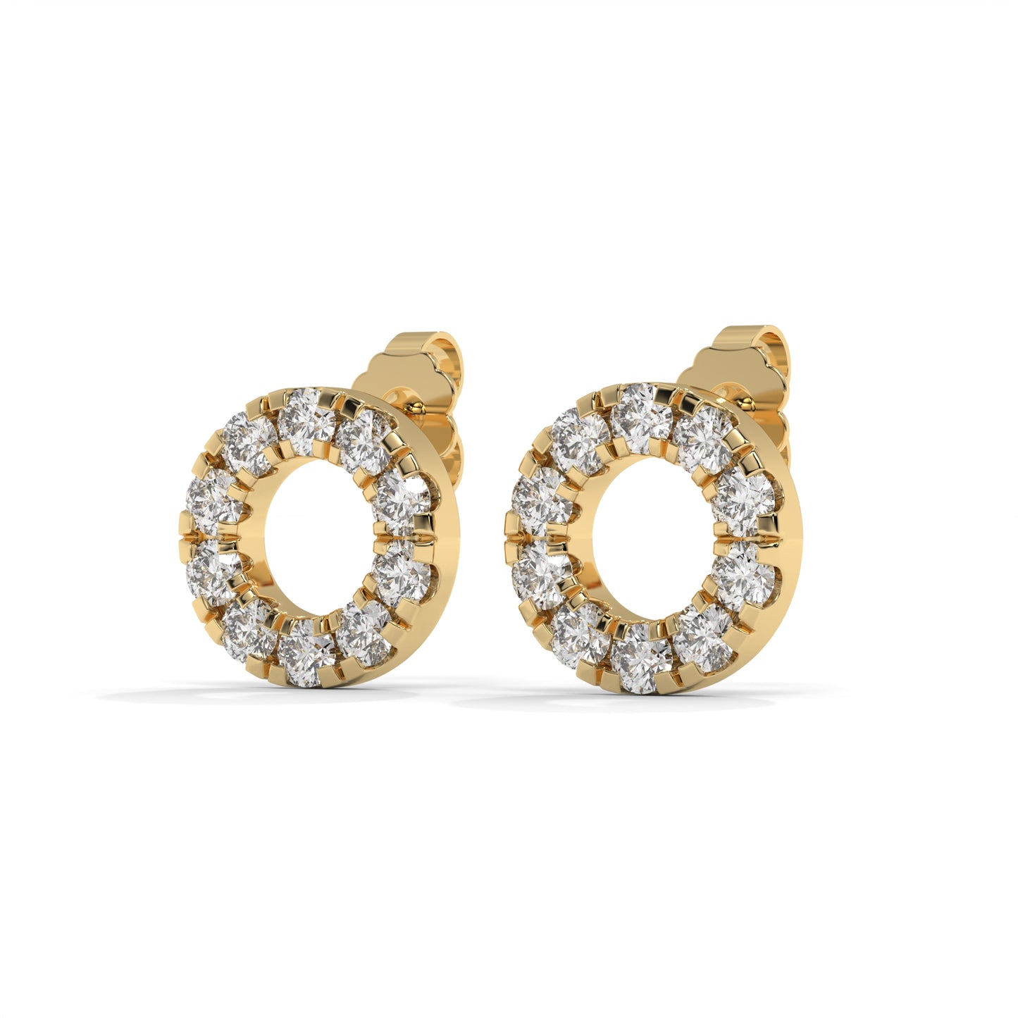 Circle Lab-Grown Diamond Pave-Set Stud Earrings – E–F VS1/VS2, 14K / 18K Gold Options
