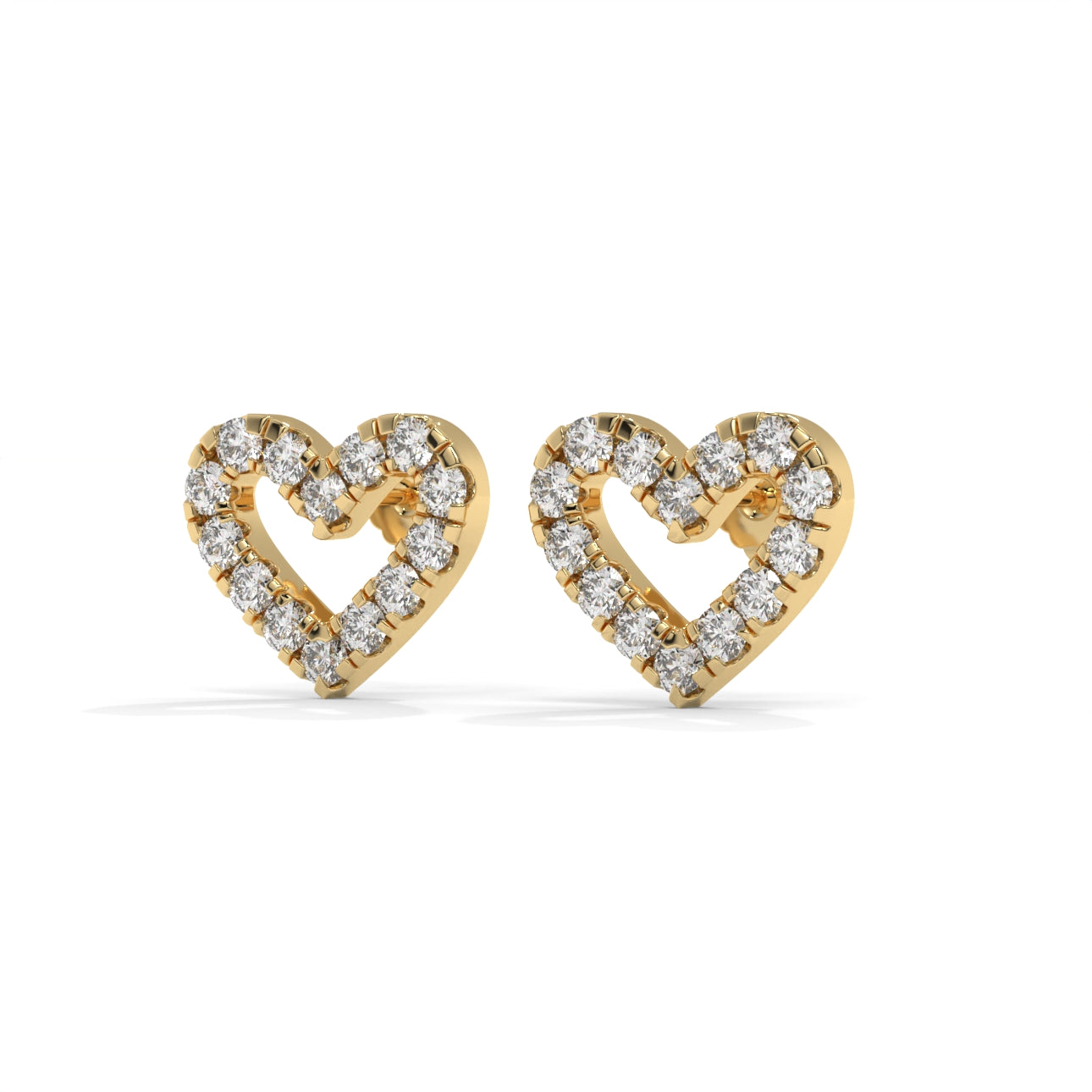Heart Lab-Grown Diamond Pave-Set Stud Earrings – E–F VS1/VS2, 14K / 18K Gold Options