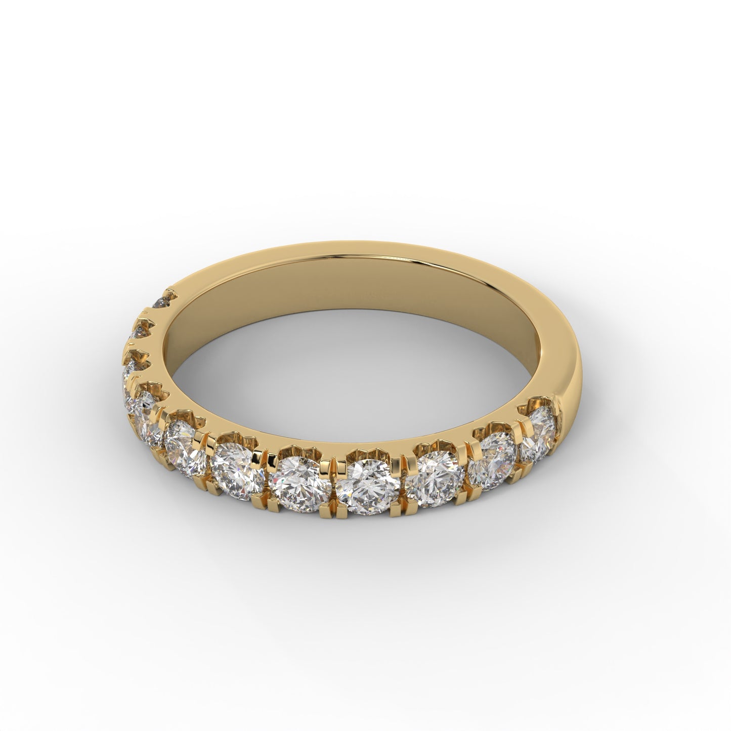 3MM Half Pave Lab Diamond Wedding Band – 14K Gold (.90CTW)