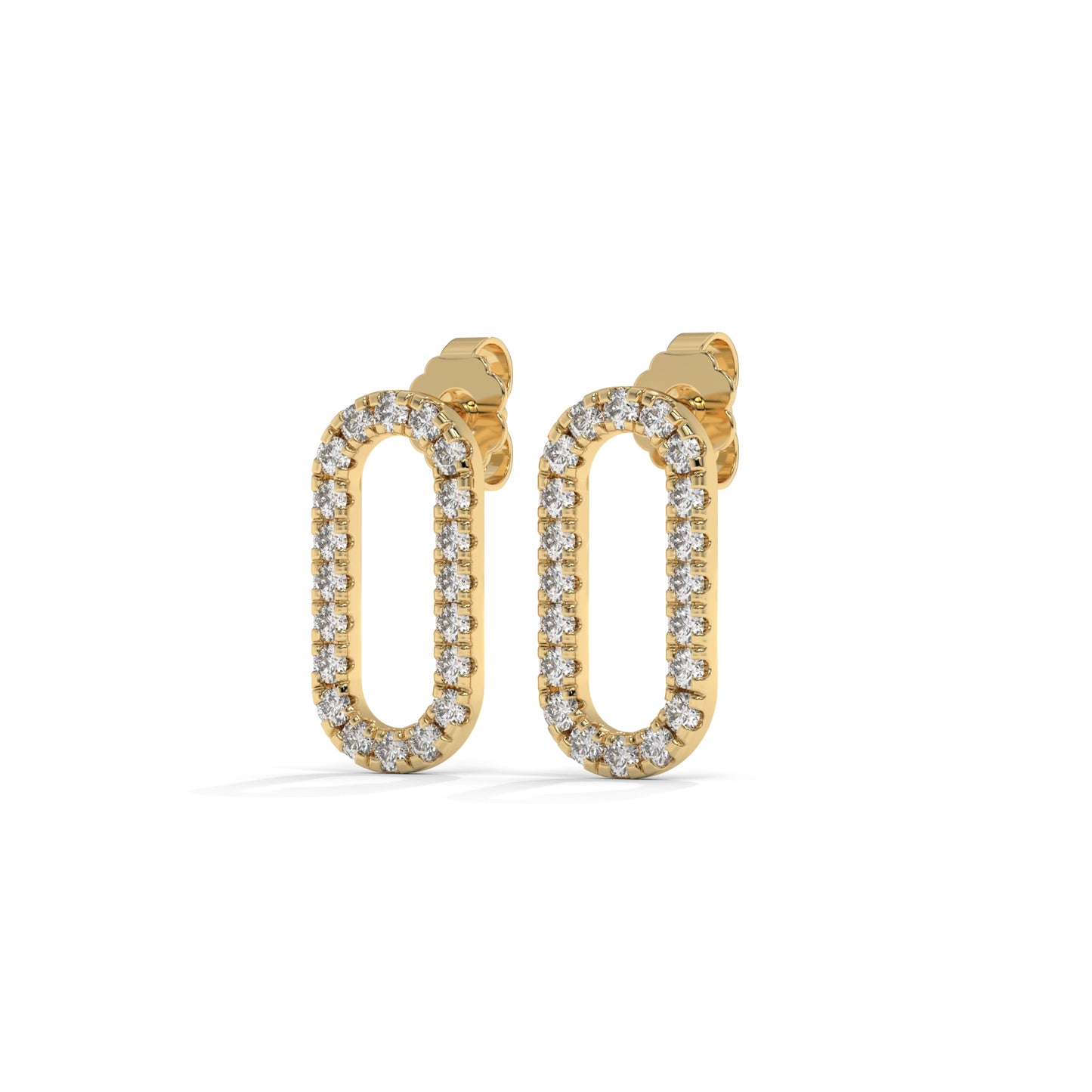Paper Clip Lab-Grown Diamond Pave-Set Earrings – E–F VS1/VS2, 14K / 18K Gold Options