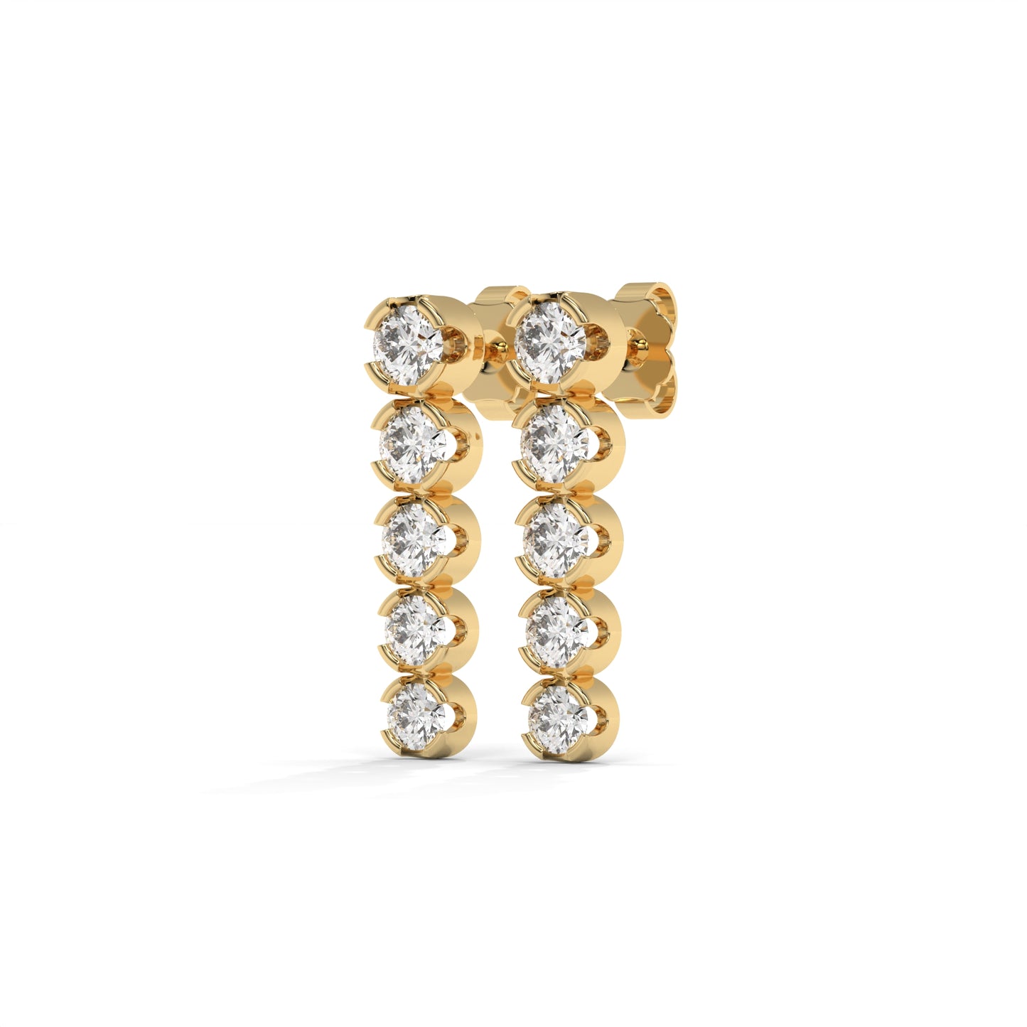 Line Lab-Grown Diamond Pave Stud Earrings – E–F VS1/VS2, 14K / 18K Gold Options