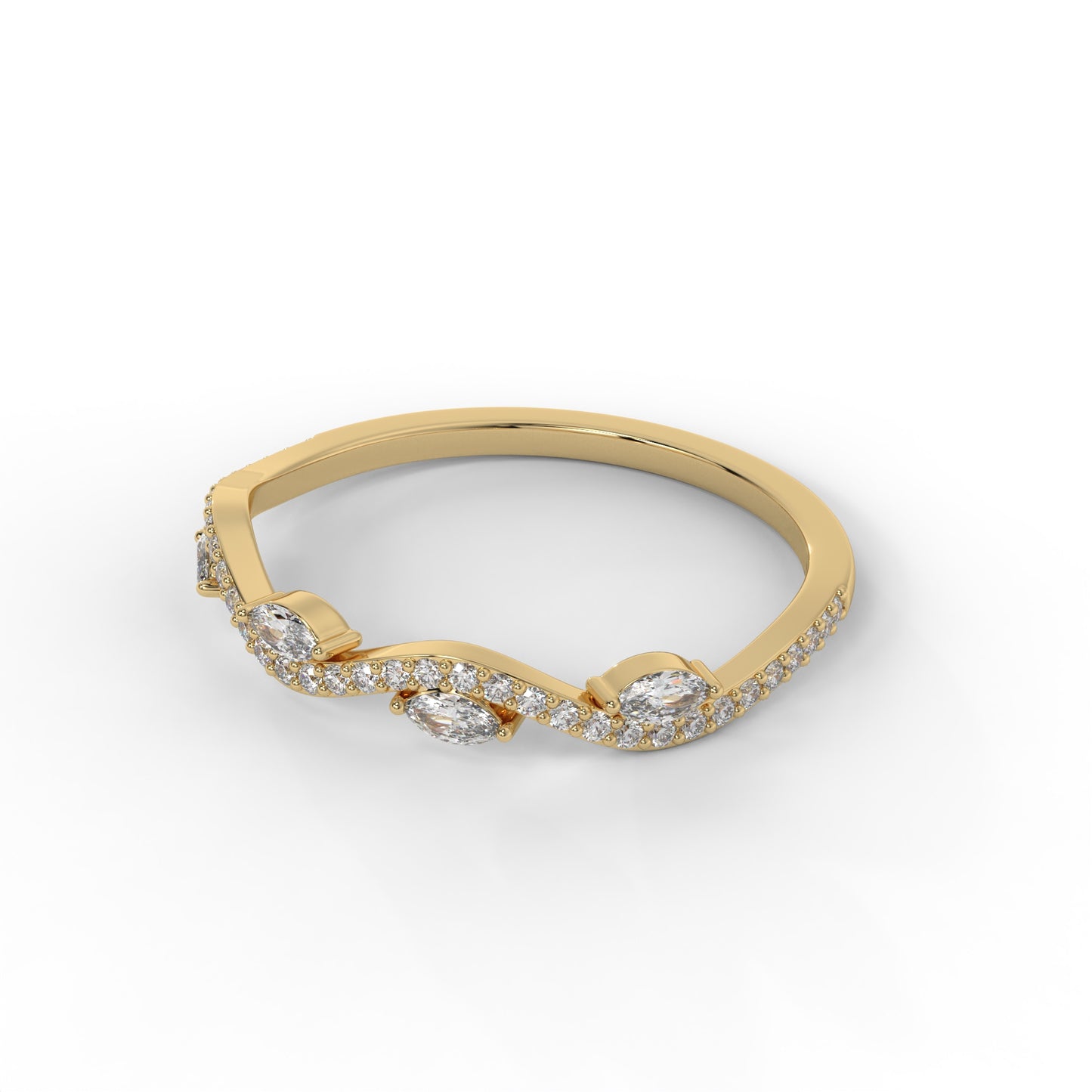 Marquise Wave Lab Diamond Wedding Band – 14K Gold (.26CTW)