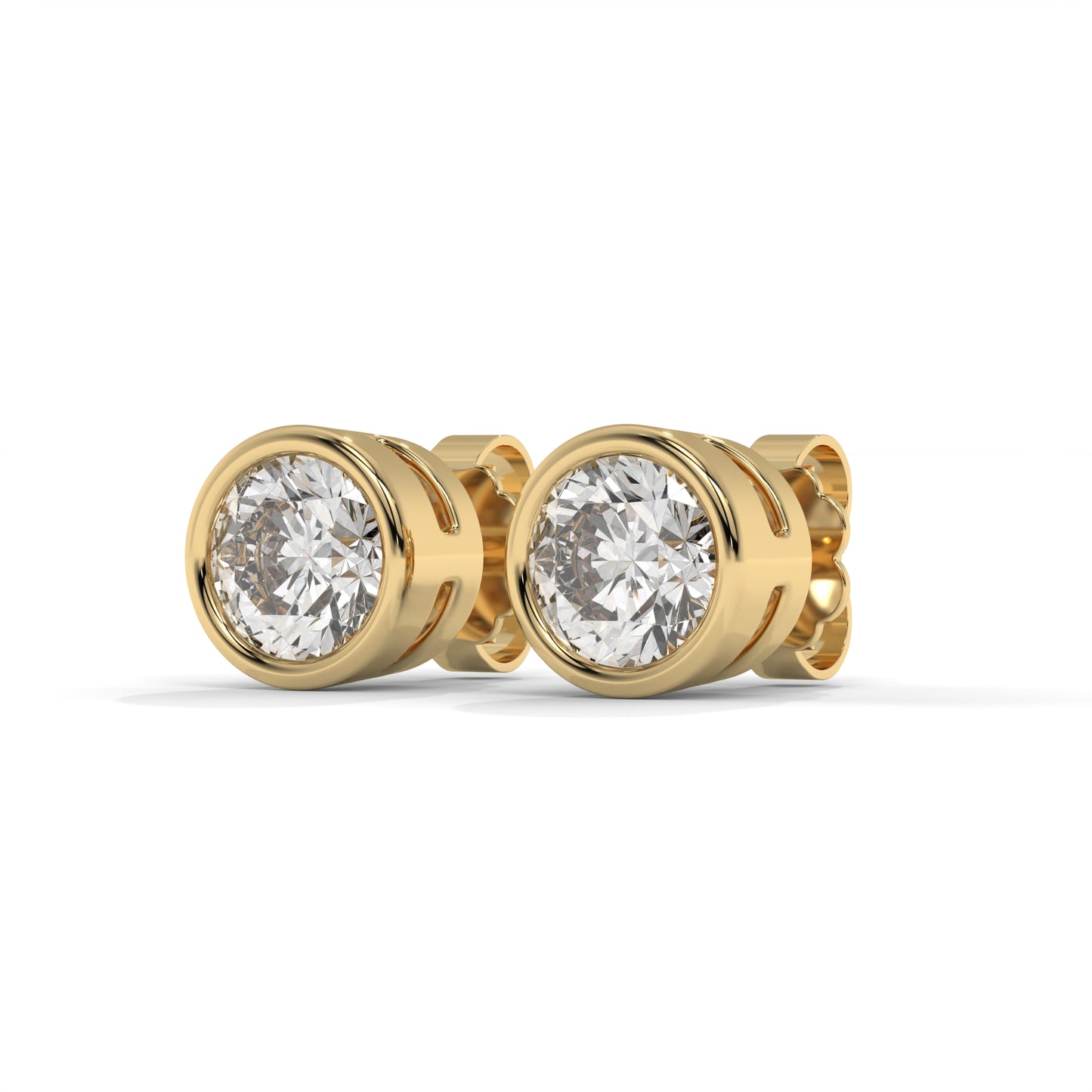 1.00 CTW Round Lab-Grown Diamond Bezel-Set Stud Earrings – E–F VS1/VS2, 14K / 18K Gold Options