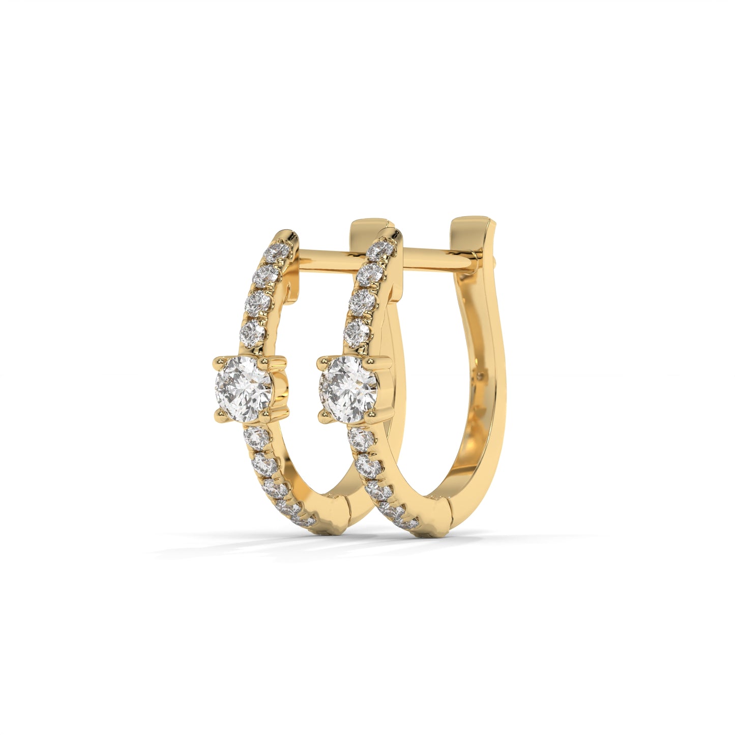 Hoop Lab-Grown Diamond Pave Stud Earrings – E–F VS1/VS2, 14K / 18K Gold Options