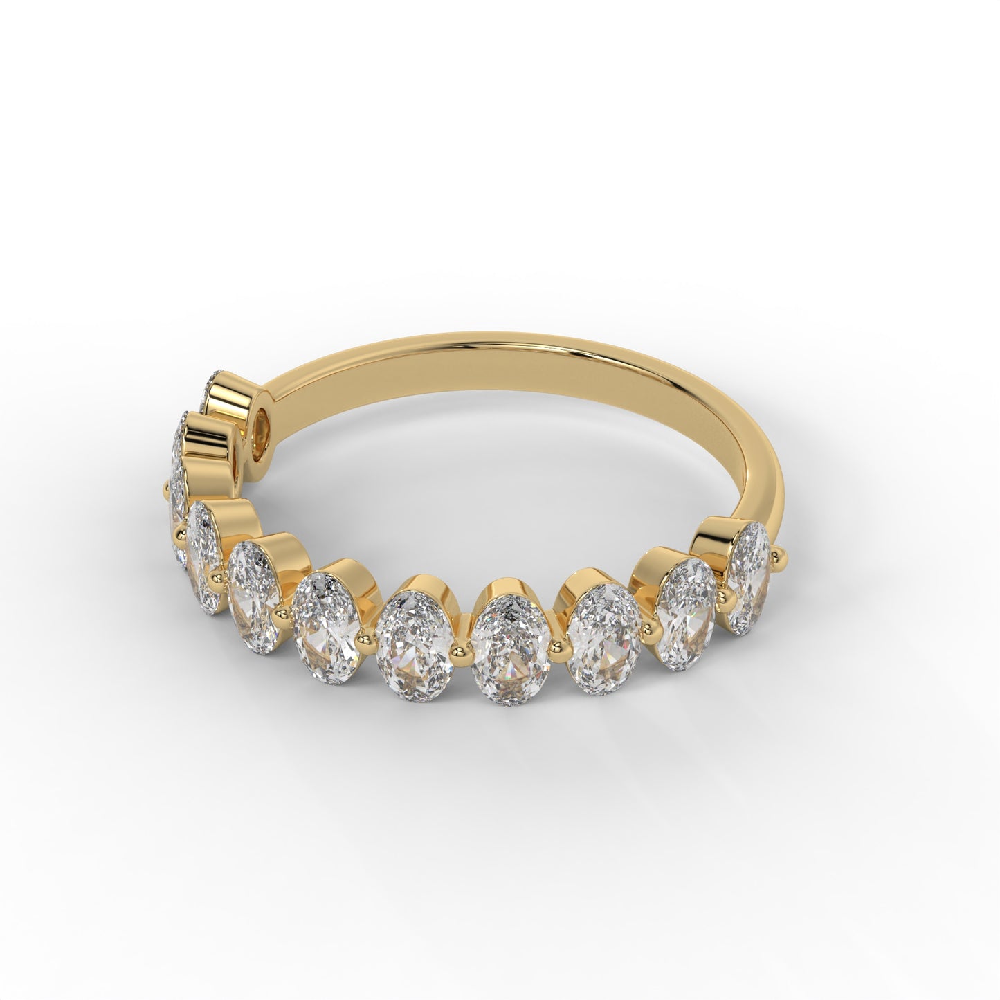 4MM Oval Floating Lab Diamond Wedding Band – 14K Gold (1.10CTW)