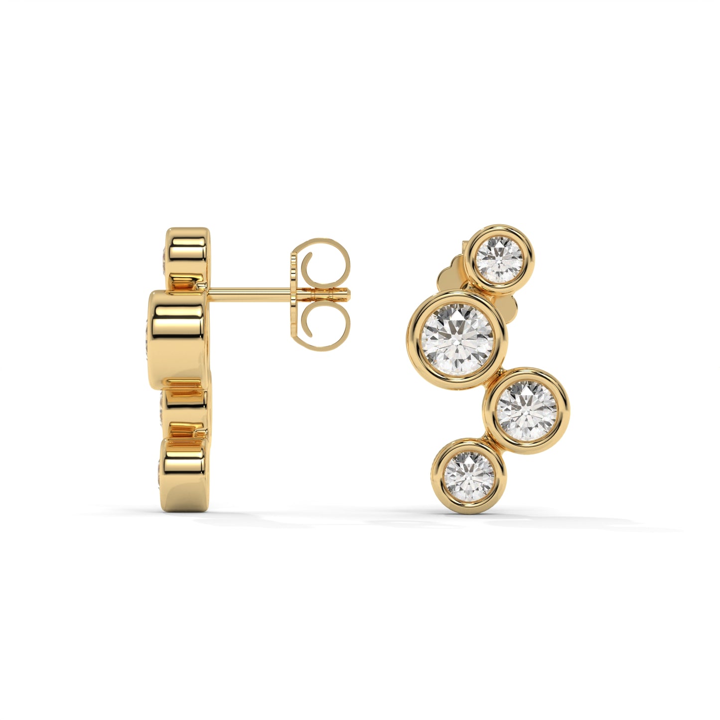 0.45 CTW Round Lab-Grown Diamond Bezel-Set Stud Earrings – E–F VS1/VS2, 14K / 18K Gold Options