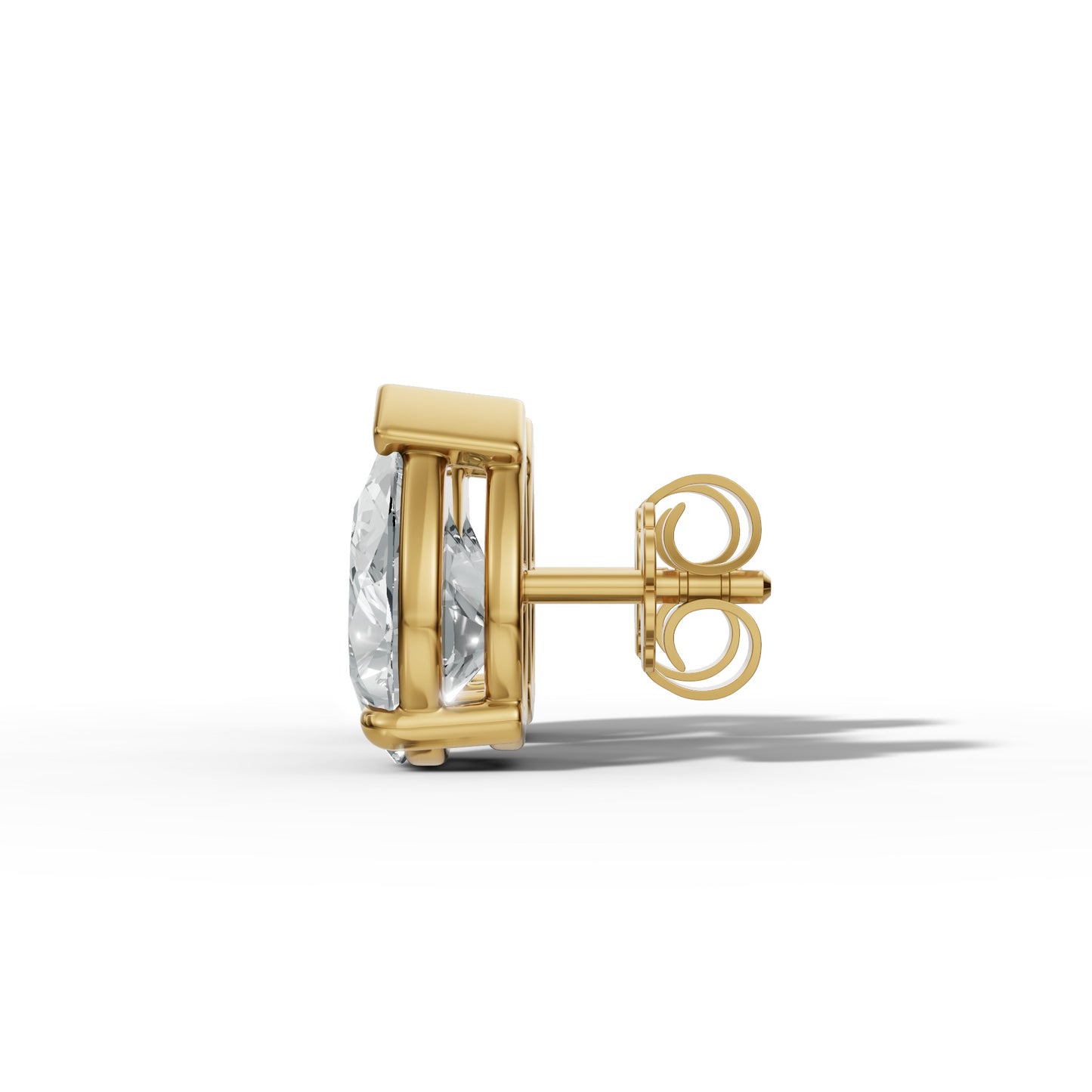 1.00 CTW Pear Lab-Grown Diamond Basket-Set Stud Earrings – E–F VS1/VS2, 14K / 18K Gold Options