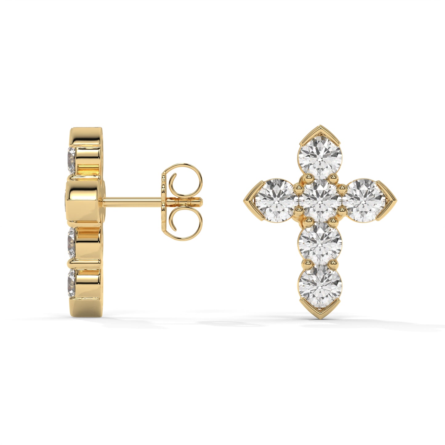 Cross Lab-Grown Diamond Pave Stud Earrings – E–F VS1/VS2, 14K / 18K Gold Options