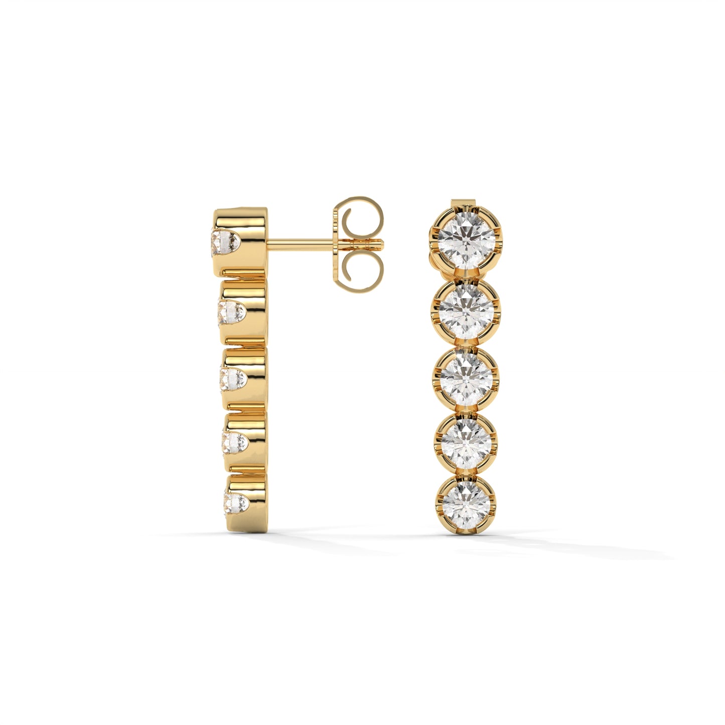 Line Lab-Grown Diamond Pave Stud Earrings – E–F VS1/VS2, 14K / 18K Gold Options