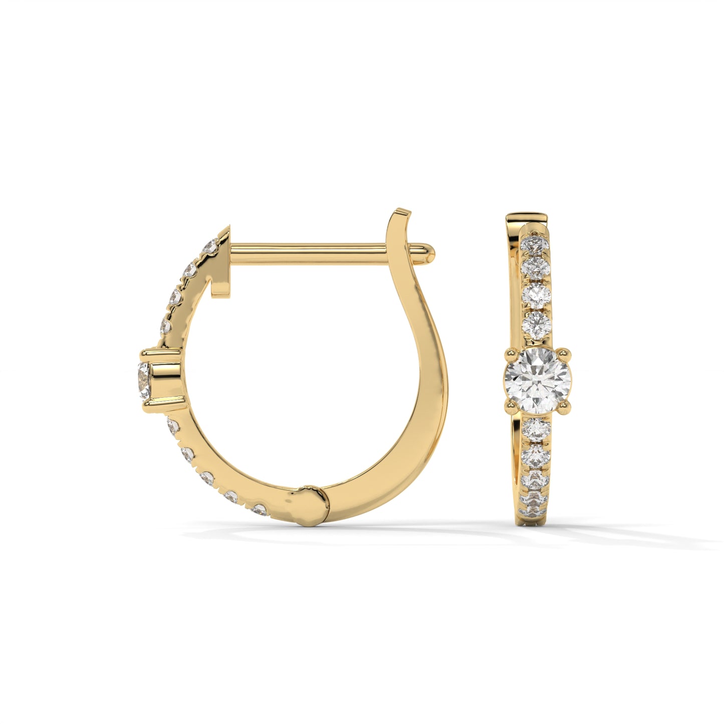 Hoop Lab-Grown Diamond Pave Stud Earrings – E–F VS1/VS2, 14K / 18K Gold Options