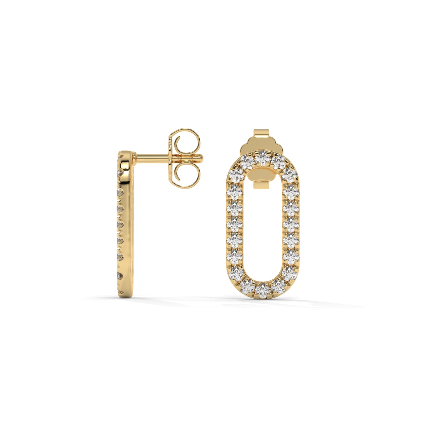 Paper Clip Lab-Grown Diamond Pave-Set Earrings – E–F VS1/VS2, 14K / 18K Gold Options