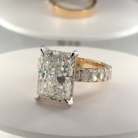 The Kallista - 8.5 CTW - 6.5CT Radiant Center Stone -  2CT Radiant 3/4 Eternity Band - 14K Gold