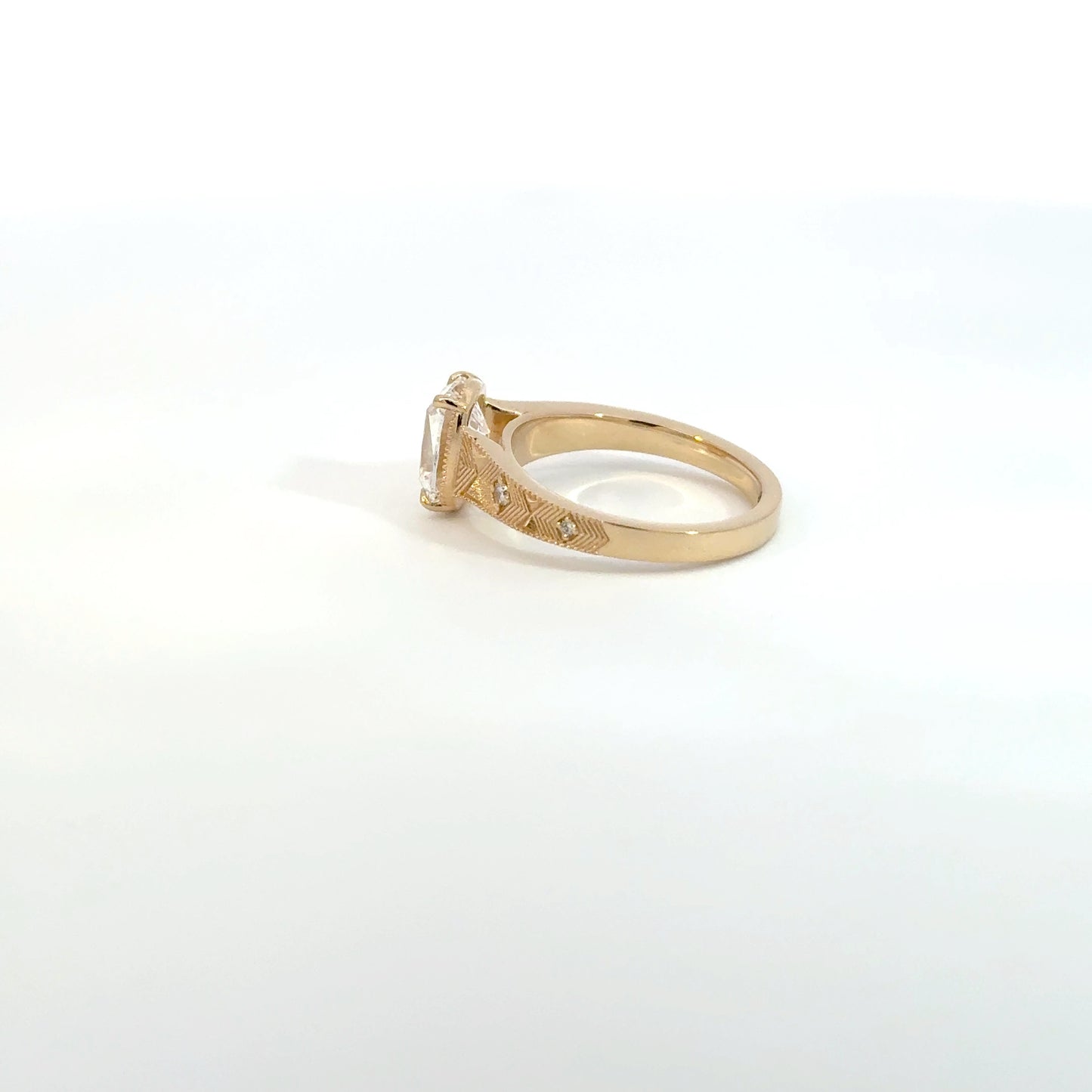 2CT Old Mine Cushion Mounted in a 14K Yellow gold Band