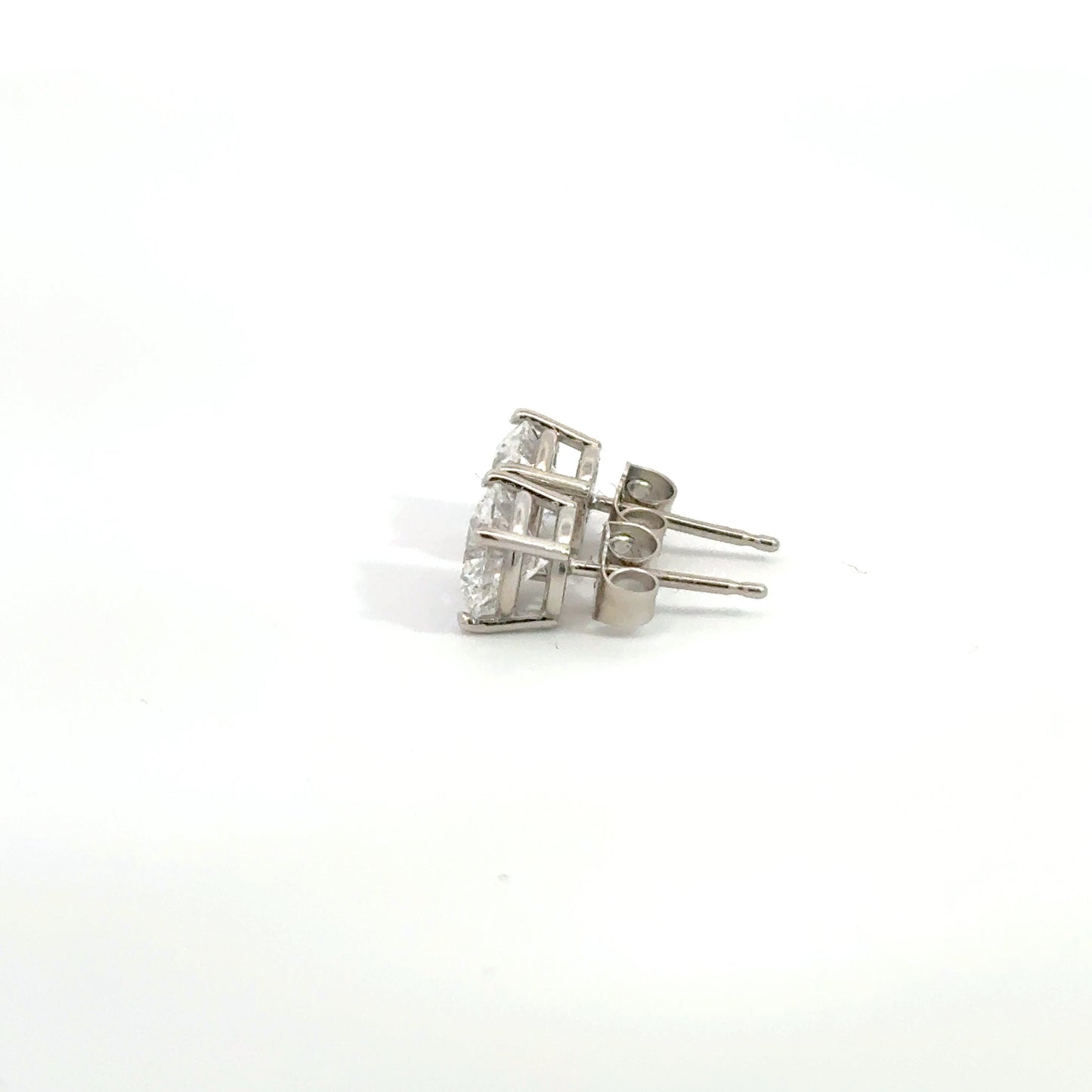2.00 CTW D VS1 Round Lab-Grown Diamond Stud Earrings – IGI Certified – 14K White Gold (Friction Backs)