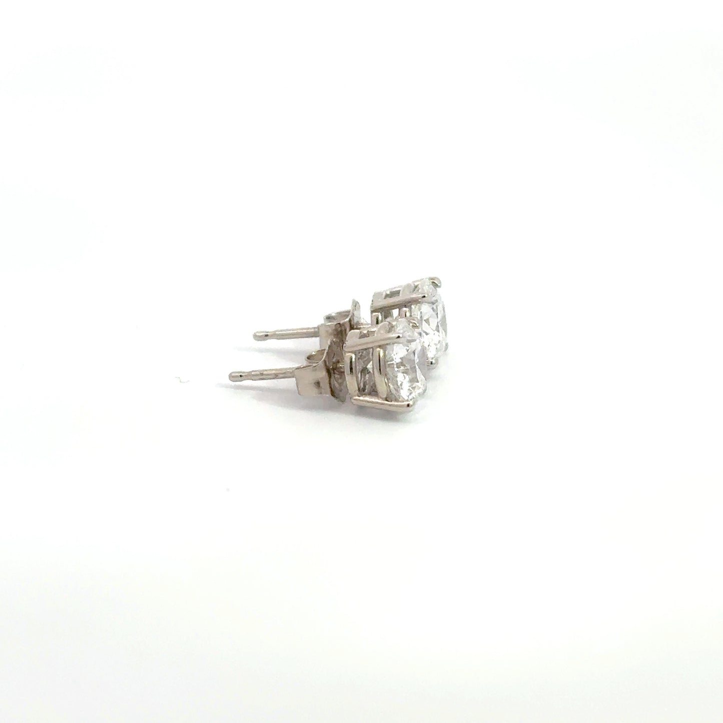 2.00 CTW D VS1 Round Lab-Grown Diamond Stud Earrings – IGI Certified – 14K White Gold (Friction Backs)