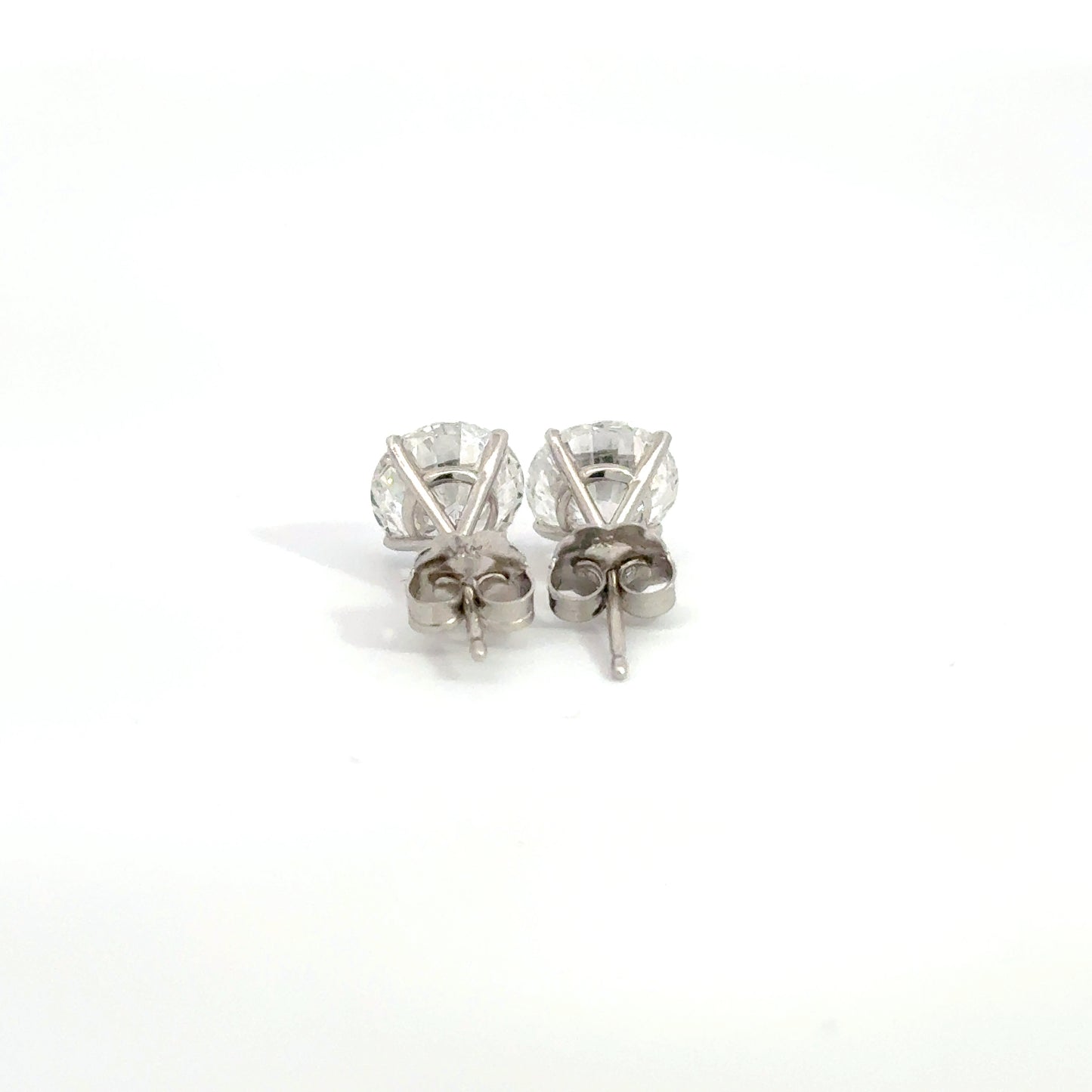 3.00 CTW D–E VS+ Round Lab-Grown Diamond Stud Earrings – 14K White Gold (Friction Backs)