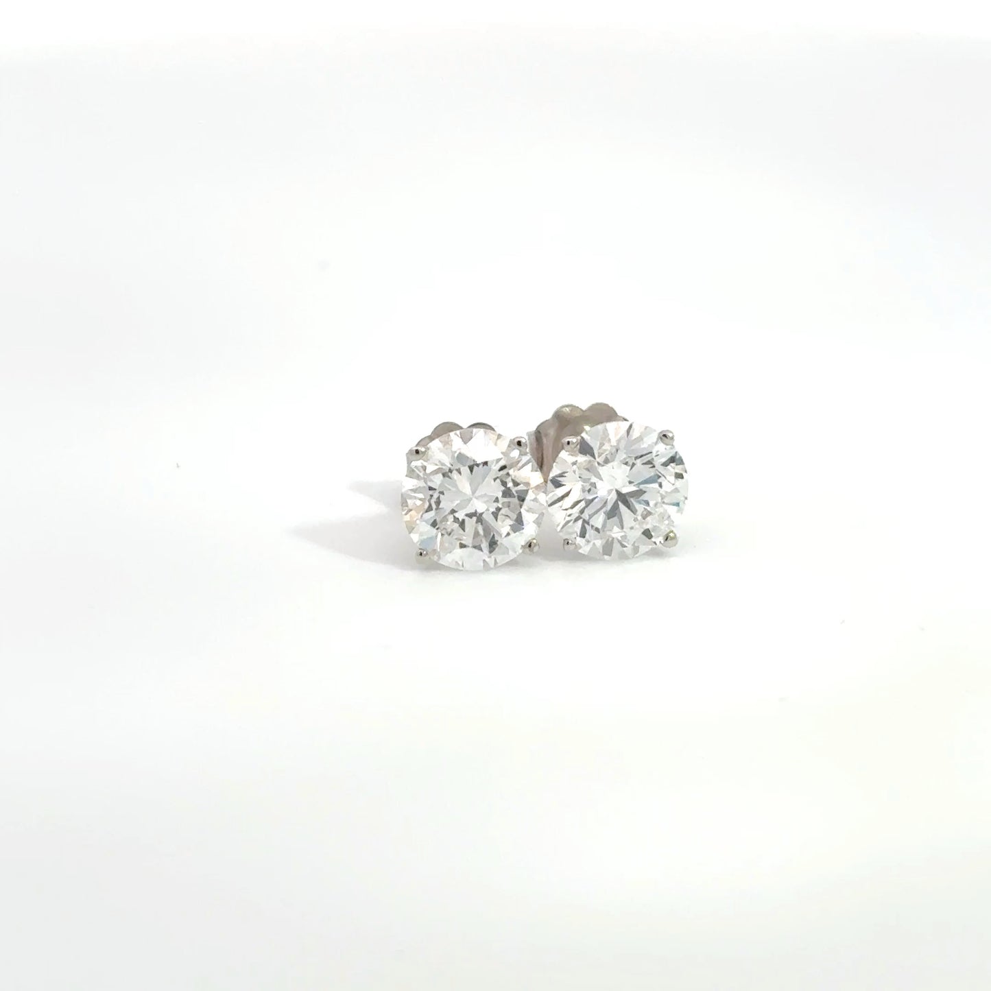 3.00 CTW D–E VS+ Round Lab-Grown Diamond Stud Earrings – 14K White Gold (Friction Backs)