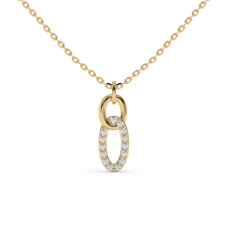 0.084 CTW Pavé Diamond Link Charm Necklace – 14K / 18K Gold Options