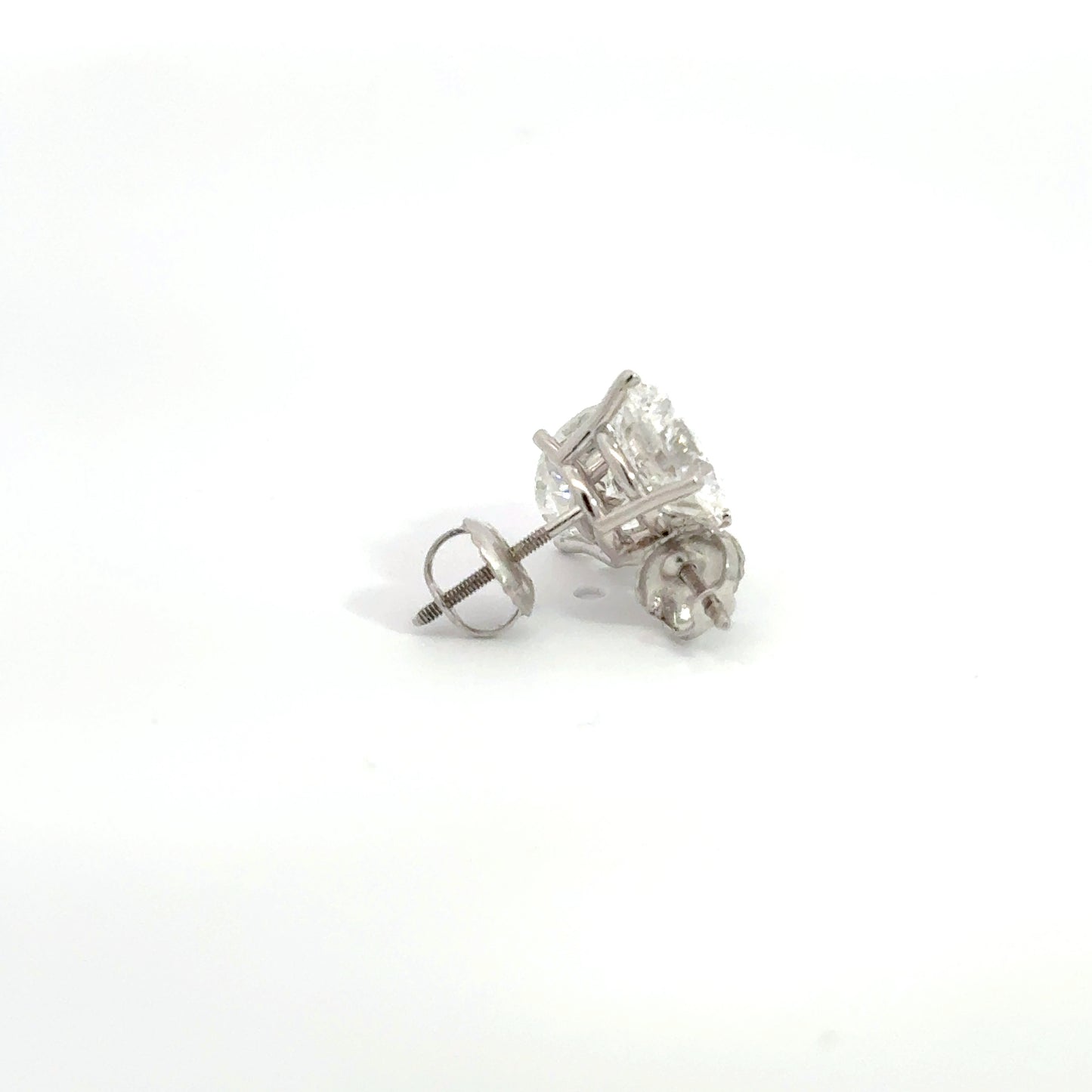 4.00 CTW E VVS2 Round Lab-Grown Diamond Stud Earrings – IGI Certified – 14K White Gold (Screw Backs)