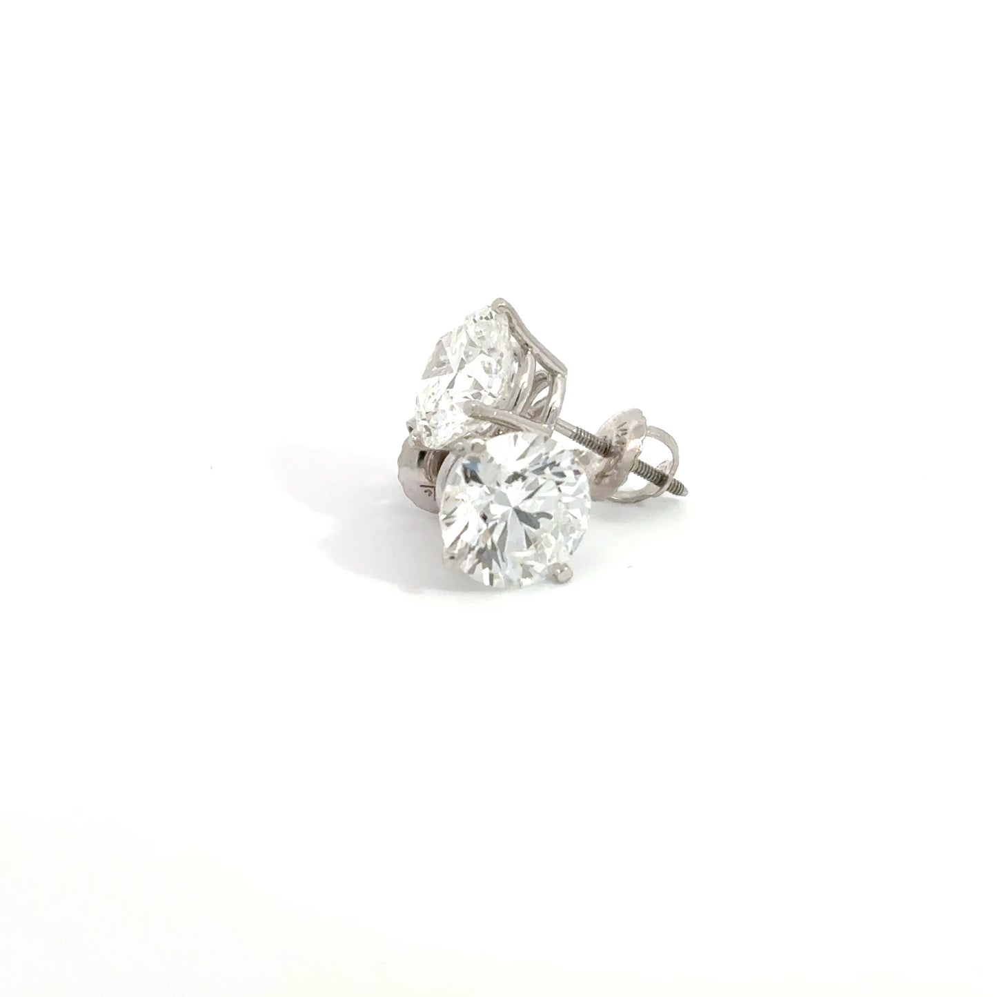 4.00 CTW E VVS2 Round Lab-Grown Diamond Stud Earrings – IGI Certified – 14K White Gold (Screw Backs)