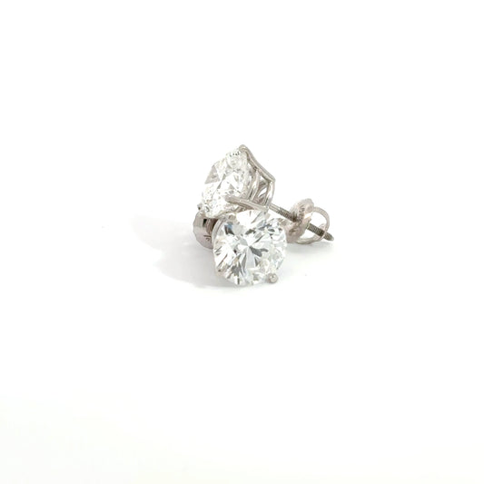 4.00 CTW E VVS2 Round Lab-Grown Diamond Stud Earrings – IGI Certified – 14K White Gold (Screw Backs)