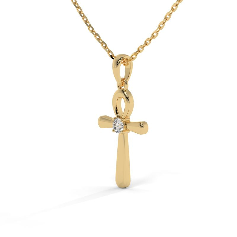 0.04 CTW Egyptian Ankh Lab-Grown Diamond Pendant in 14K / 18K Gold Options