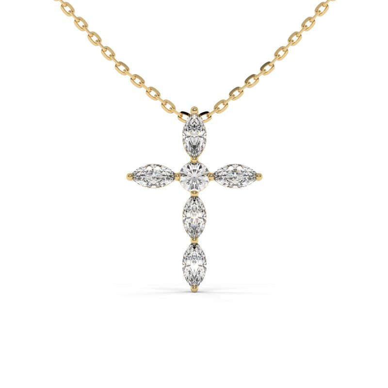 0.37 CTW Round & Marquise Lab-Grown Diamond Cross Pendant in 14K / 18K Gold Options