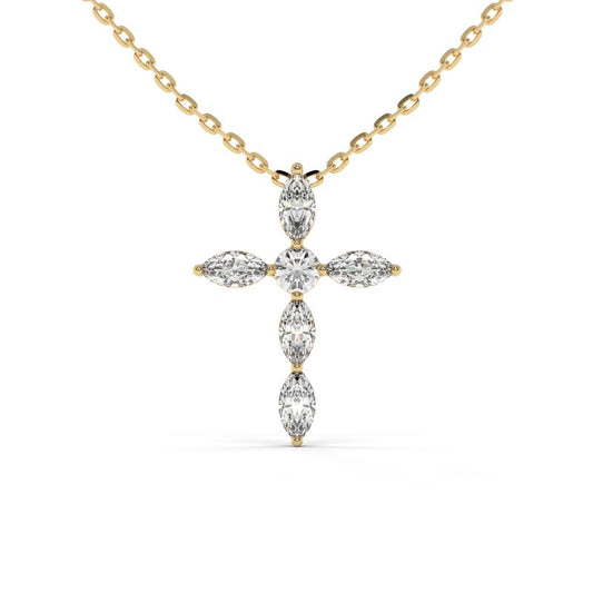 0.37 CTW Round & Marquise Lab-Grown Diamond Cross Pendant in 14K / 18K Gold Options