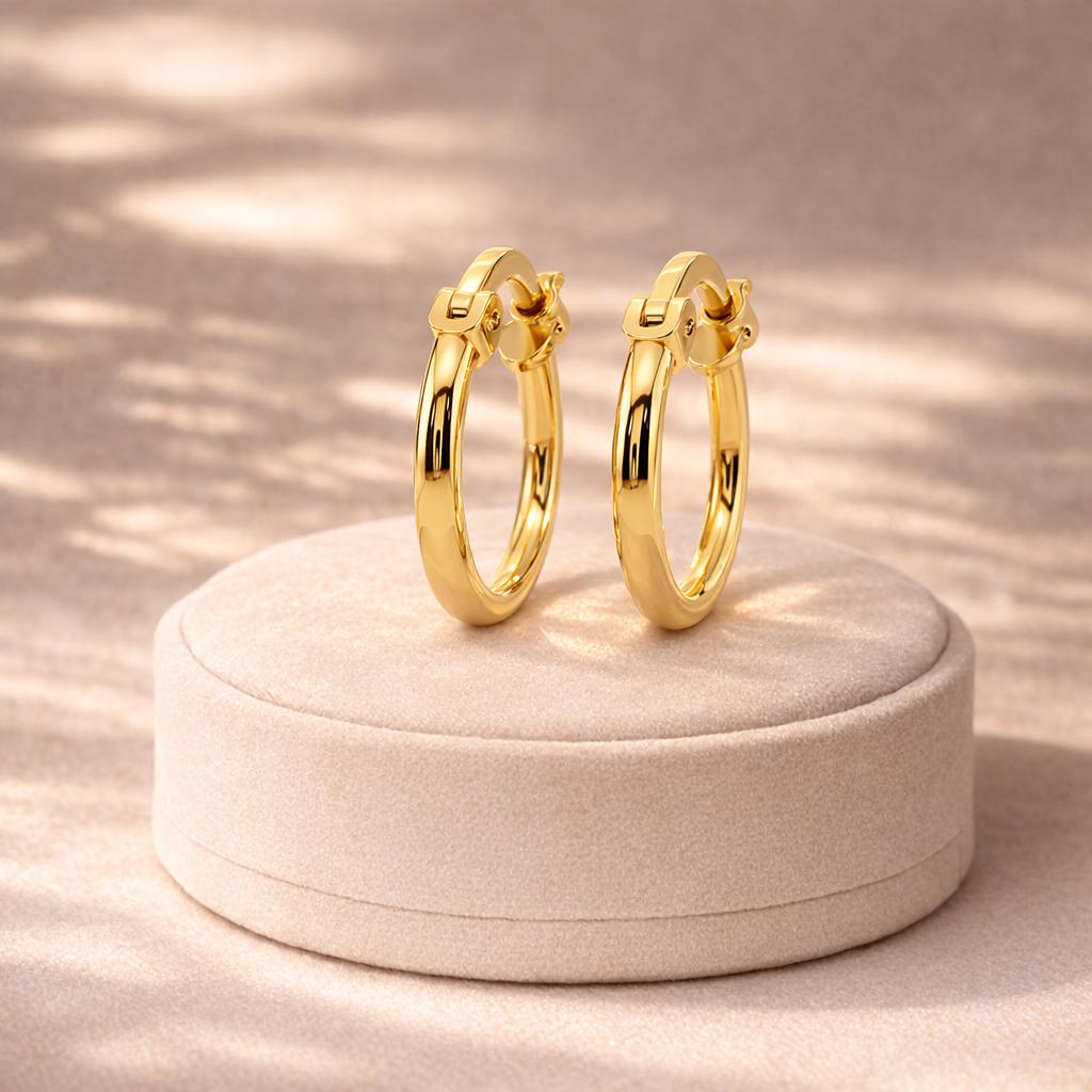 Earrings of the month! 12MM Gold Hoop Earrings with Latch Back – 14K Gold