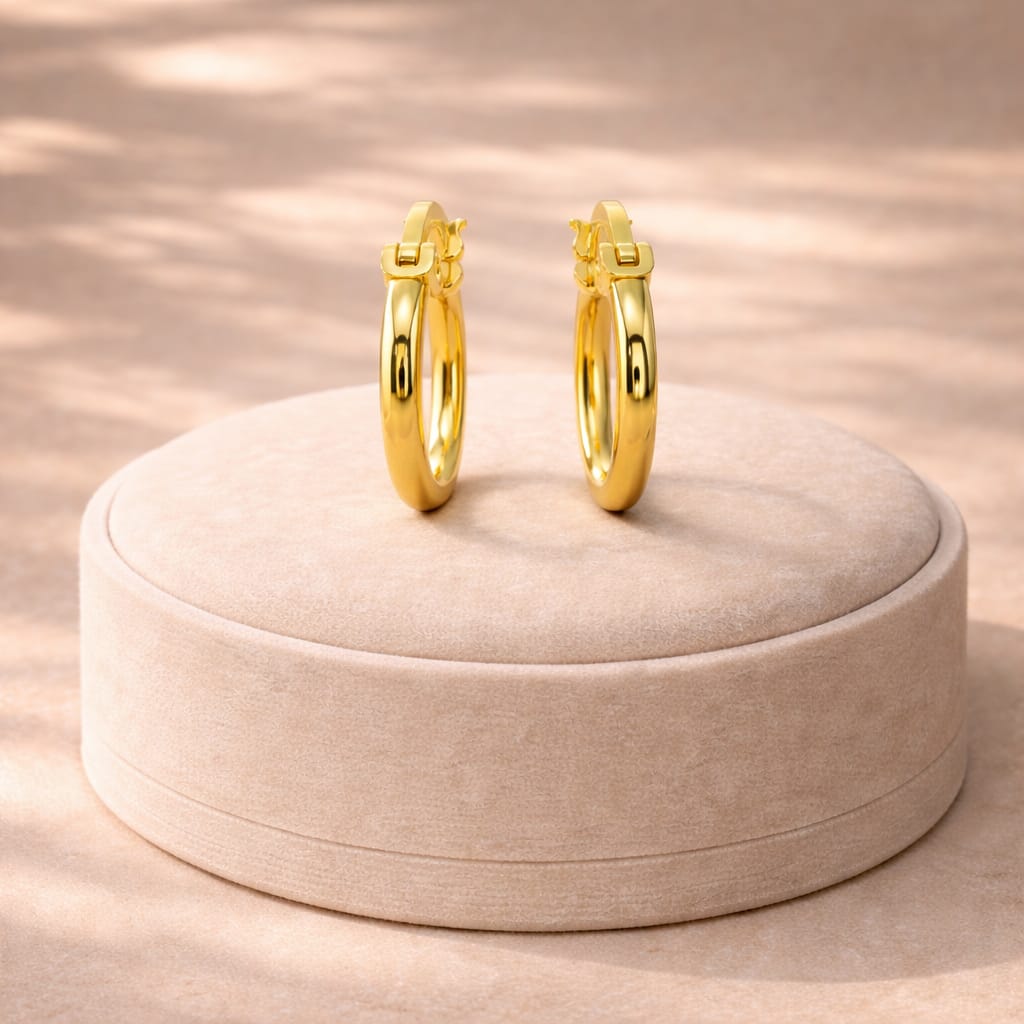 Earrings of the month! 12MM Gold Hoop Earrings with Latch Back – 14K Gold
