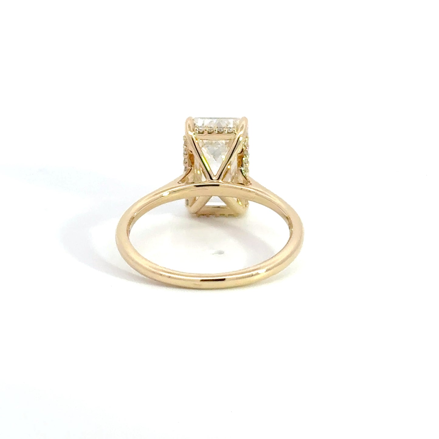 5CT CT Emerald Lab Diamond E VVS2 - 14K Gold Cathedral Mount - Ready to Ship
